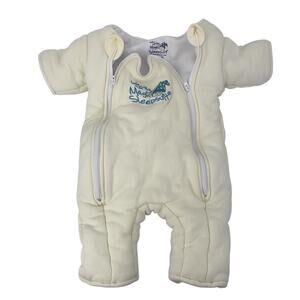 Baby Merlin's Magic Sleepsuit Small Ivory Swaddle Transition 12-18Lbs 3-6M